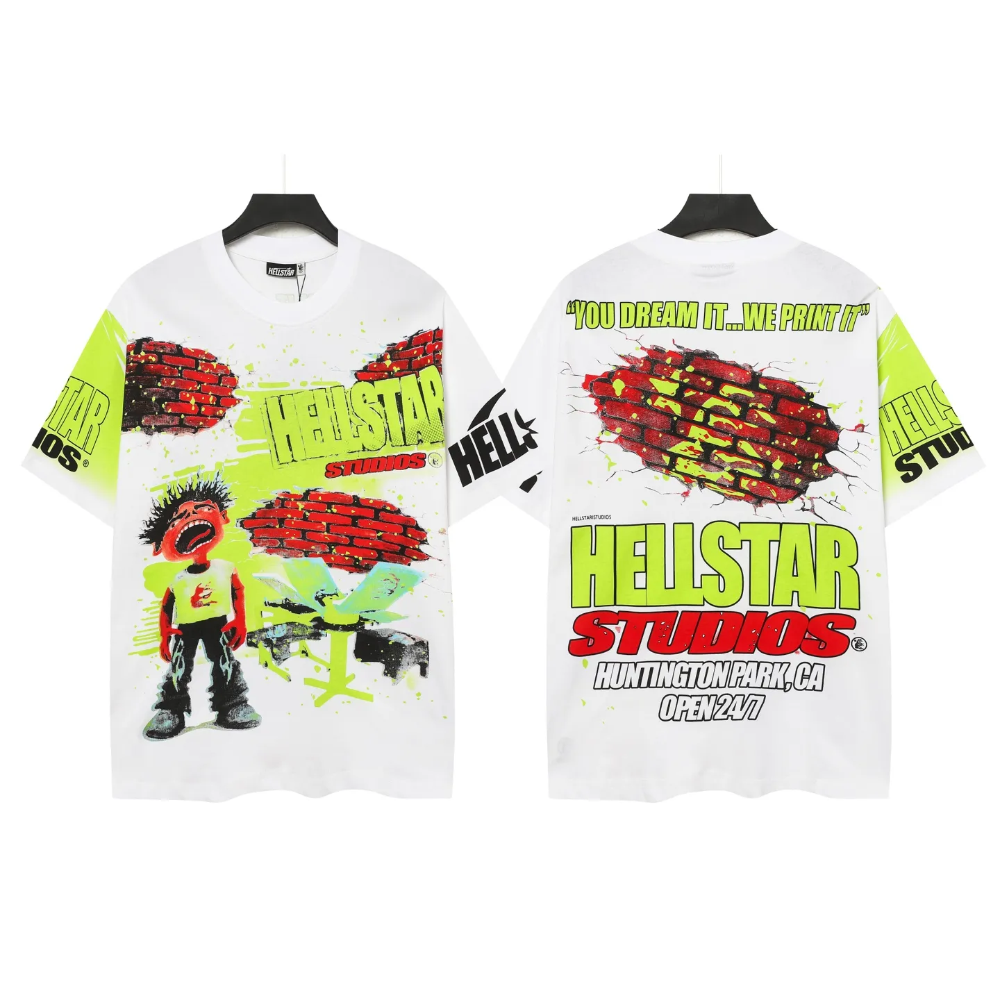 P108 Real-stock Hellstar cross-border European and American style, street fashion brand pure fabric (fabric): 32 pieces of 240g heavy combed double yarn pure cotton code number (size): S-M- L- X L color (colour): apricot/white 👉