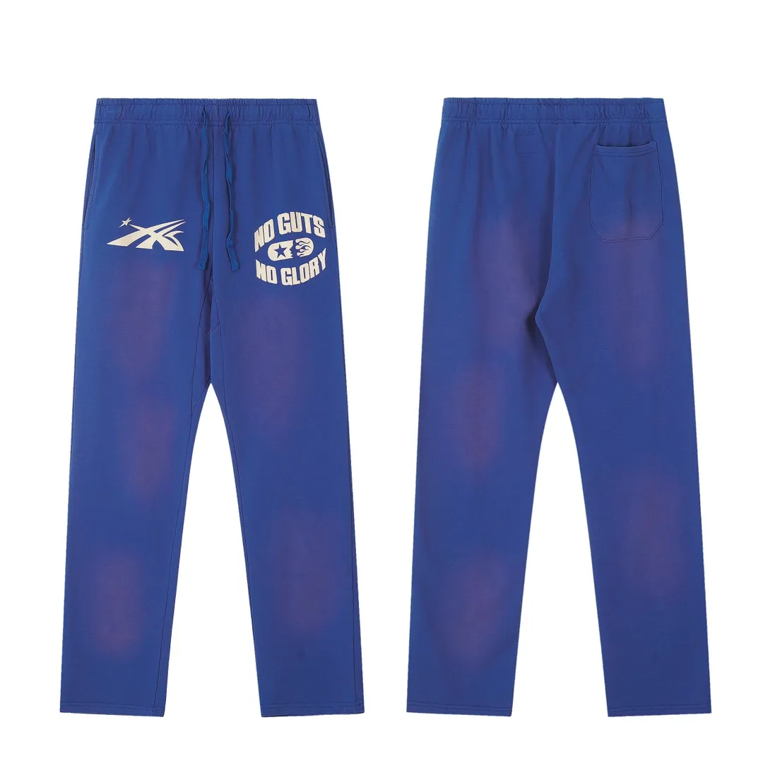 P210 Hellstar No Guts No Glory Sweatpants Blue washed distressed pure cotton sweatpants color (color): Vintage BLUE (washed blue) Size (size): S, M, L, XL
