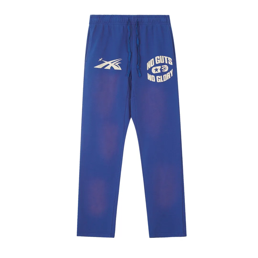 P210 Hellstar No Guts No Glory Sweatpants Blue washed distressed pure cotton sweatpants color (color): Vintage BLUE (washed blue) Size (size): S, M, L, XL