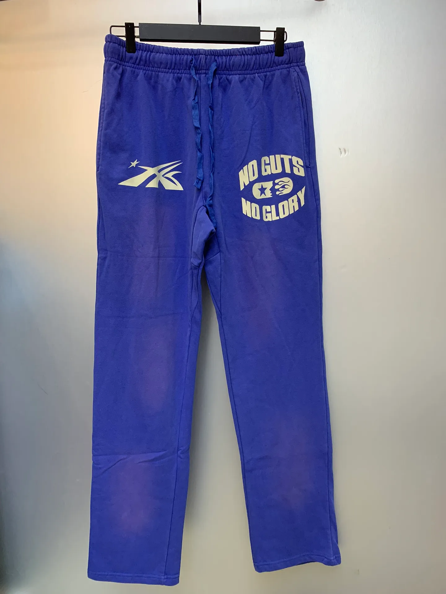 P210 Hellstar No Guts No Glory Sweatpants Blue washed distressed pure cotton sweatpants color (color): Vintage BLUE (washed blue) Size (size): S, M, L, XL