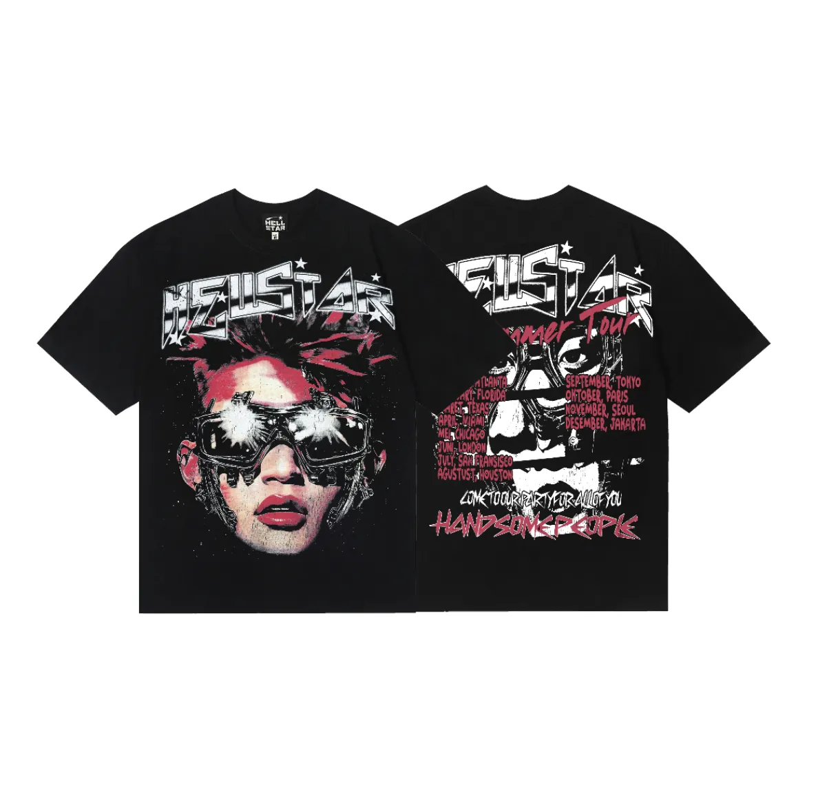 6831# P116 Hellstar American fashion high street pure cotton loose short-sleeved T-shirt Color: Black Size: S M L XL