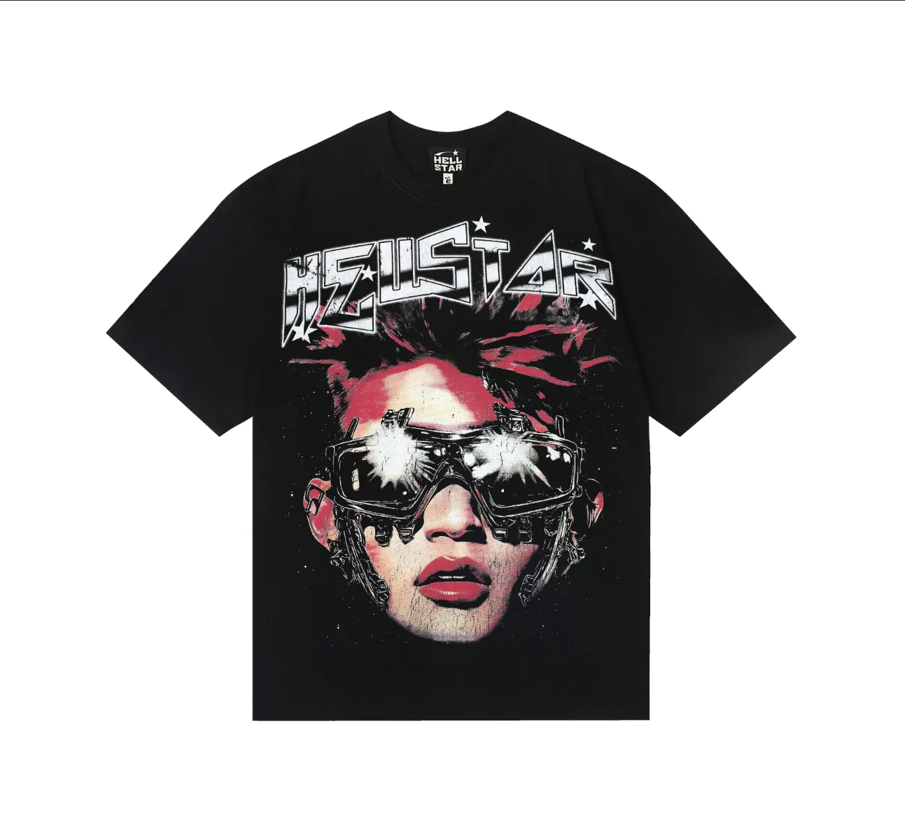 6831# P116 Hellstar American fashion high street pure cotton loose short-sleeved T-shirt Color: Black Size: S M L XL