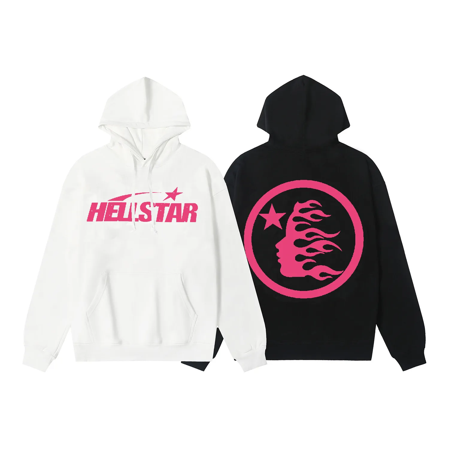 9912# P196 Ins American hip-hop trendy brand hellstar letter printed high street loose hooded pullover sweatshirt for men and women Color: Black White Size: S M L XL