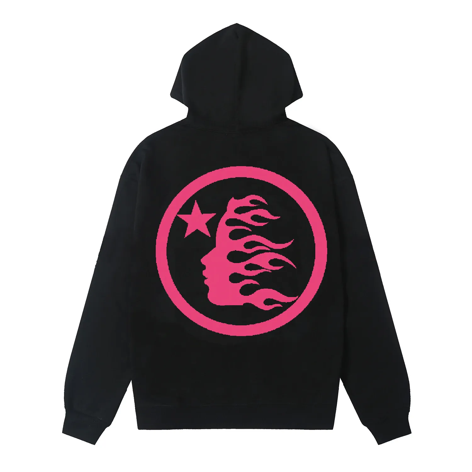 9912# P196 Ins American hip-hop trendy brand hellstar letter printed high street loose hooded pullover sweatshirt for men and women Color: Black White Size: S M L XL
