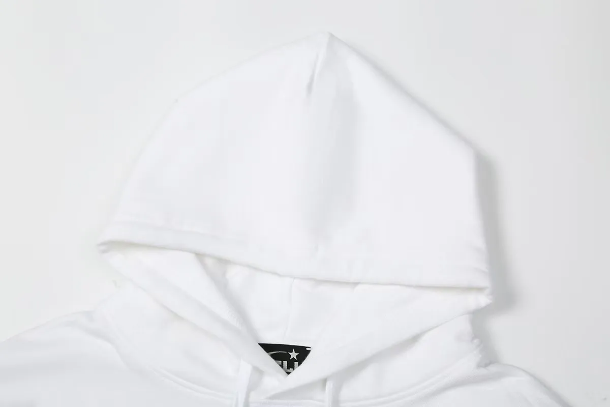 9912# P196 Ins American hip-hop trendy brand hellstar letter printed high street loose hooded pullover sweatshirt for men and women Color: Black White Size: S M L XL