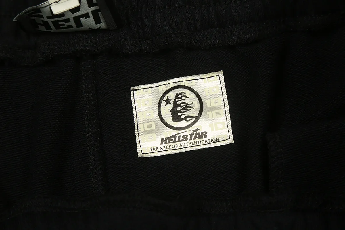 1121# P150 Hellstar pure cotton terry 350g printed casual shorts Color: Black Size: S M L XL