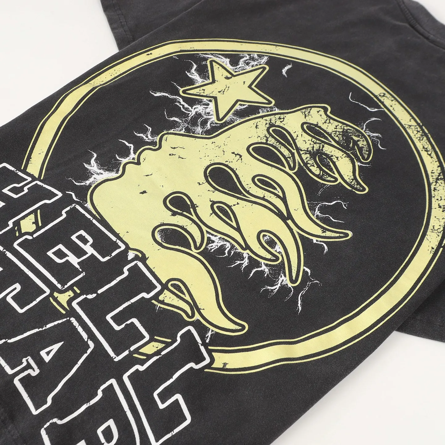 P124 Hellstar Hellstar Cross-border European and American style street fashion brand pure cotton T-shirt Fabric (fabric): 32 counts 250g washed combed double yarn pure cotton Size (size): S-M- L- X L Color (colour): Washed black (spray Ma Liu)