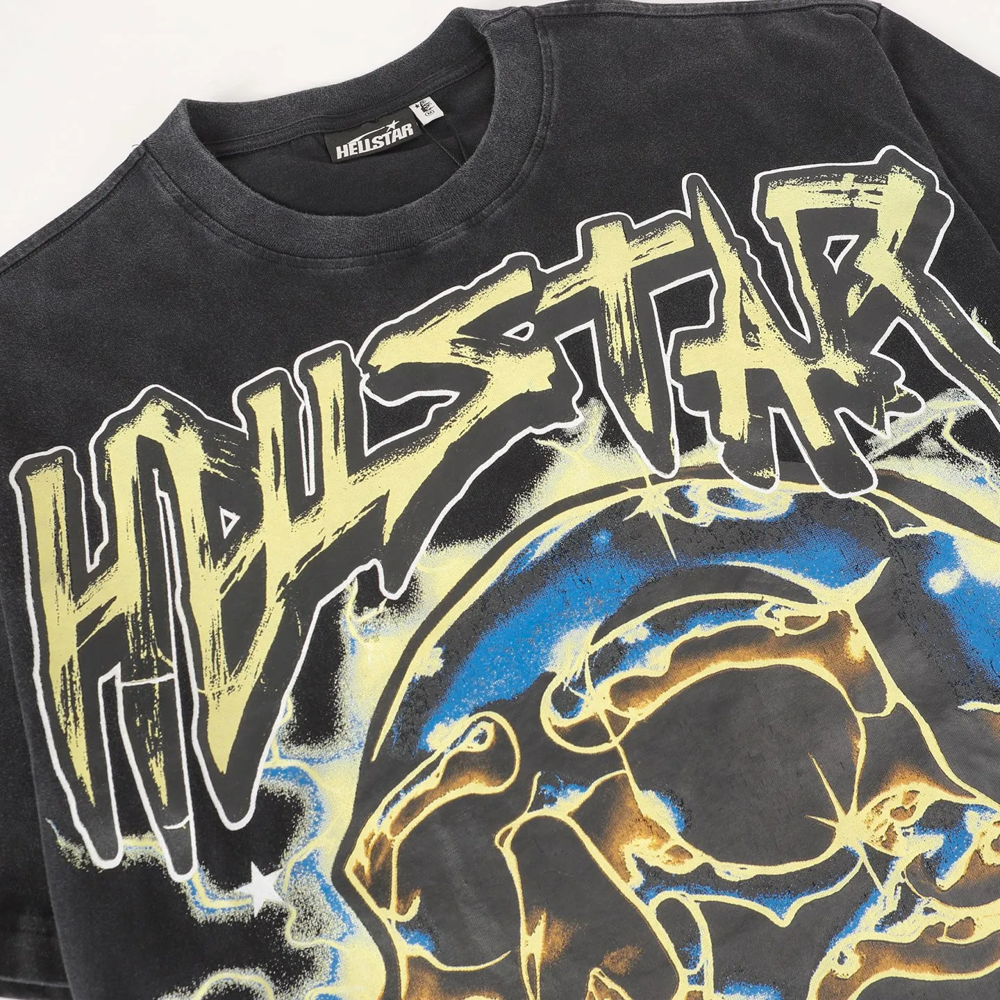 P124 Hellstar Hellstar Cross-border European and American style street fashion brand pure cotton T-shirt Fabric (fabric): 32 counts 250g washed combed double yarn pure cotton Size (size): S-M- L- X L Color (colour): Washed black (spray Ma Liu)