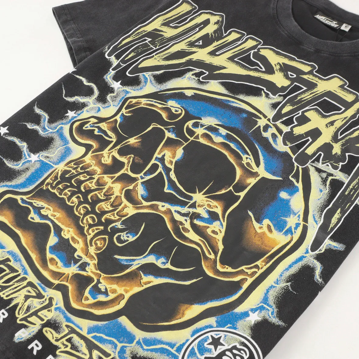 P124 Hellstar Hellstar Cross-border European and American style street fashion brand pure cotton T-shirt Fabric (fabric): 32 counts 250g washed combed double yarn pure cotton Size (size): S-M- L- X L Color (colour): Washed black (spray Ma Liu)
