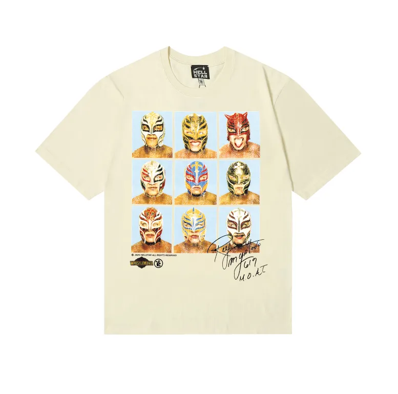 6777# P116 Hellstar American fashion high street pure cotton loose short-sleeved T-shirt Color: White Black Apricot Code Number: S M L XL