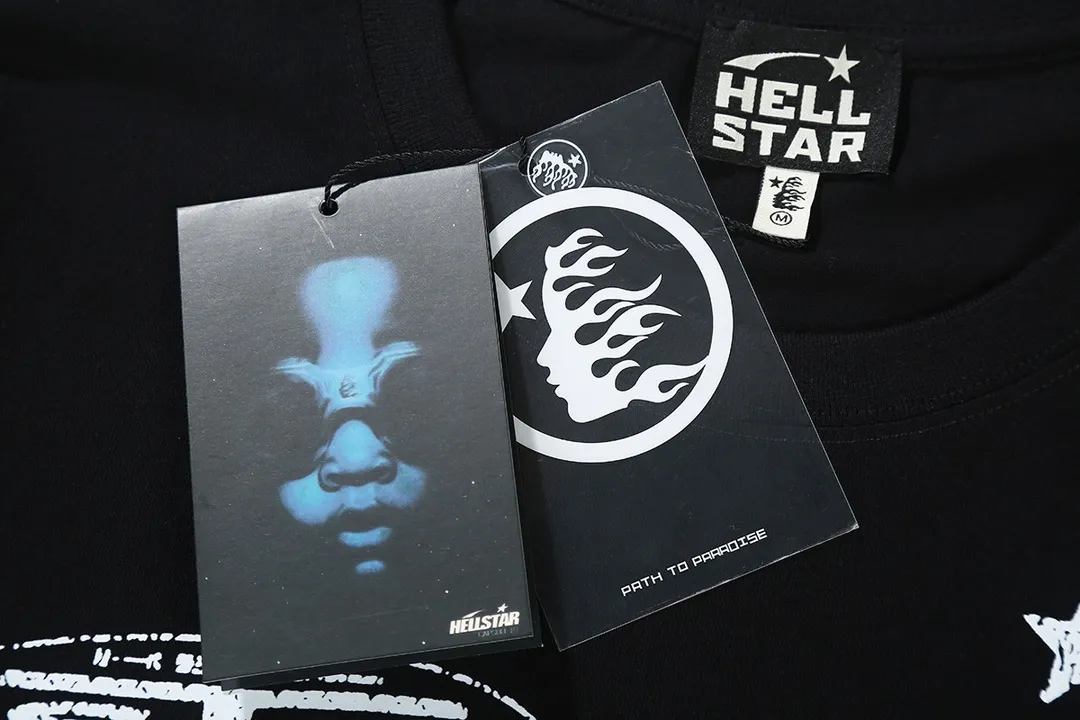 5516# P136 Hellstar Hellstar letter print lightning high street men and women hip-hop loose long-sleeved T-shirt Color: White Black Size: S M L XL