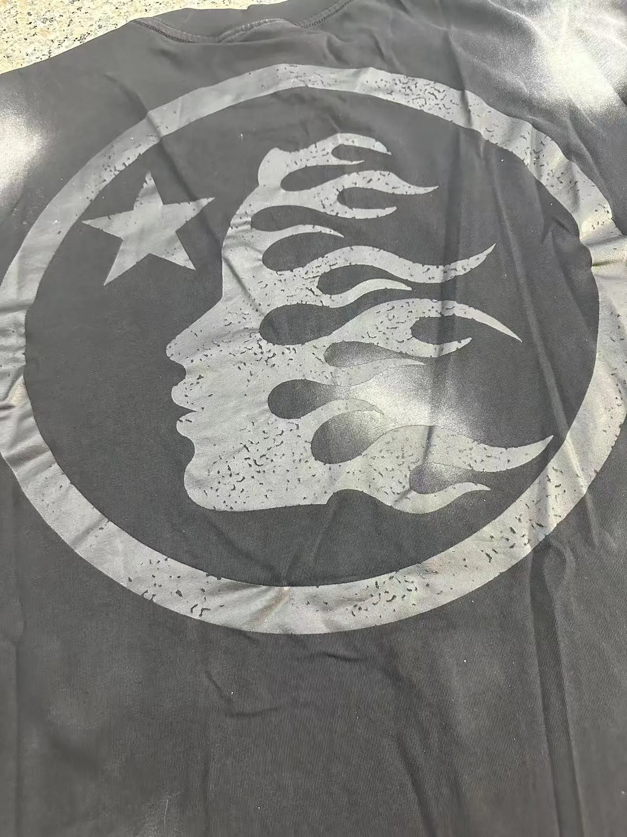 P124 Hellstar Hellstar Cross-border European and American style street fashion brand pure cotton T-shirt Fabric (fabric): 32 counts 250g washed combed double yarn pure cotton Size (size): S-M- L- X L Color (colour): Washed black (spray Ma Liu)