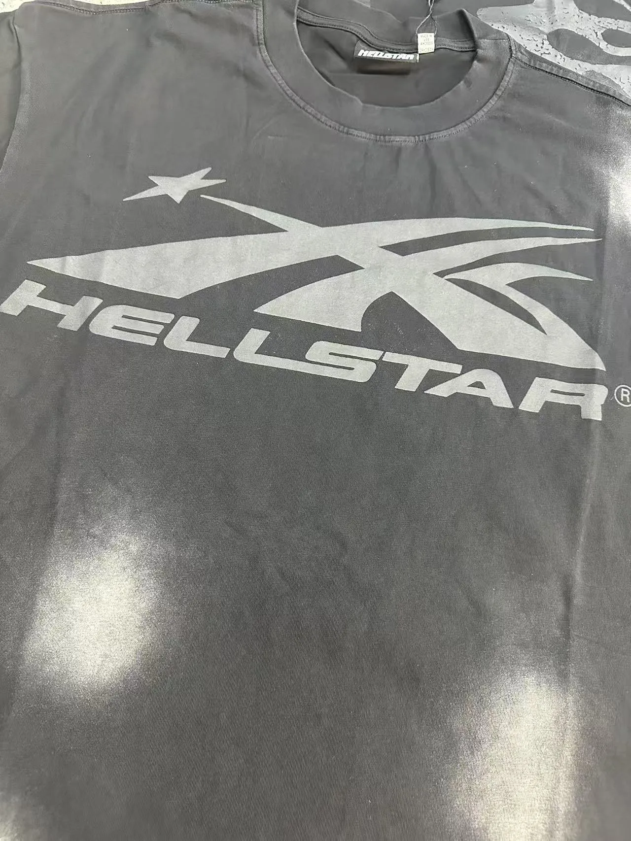 P124 Hellstar Hellstar Cross-border European and American style street fashion brand pure cotton T-shirt Fabric (fabric): 32 counts 250g washed combed double yarn pure cotton Size (size): S-M- L- X L Color (colour): Washed black (spray Ma Liu)