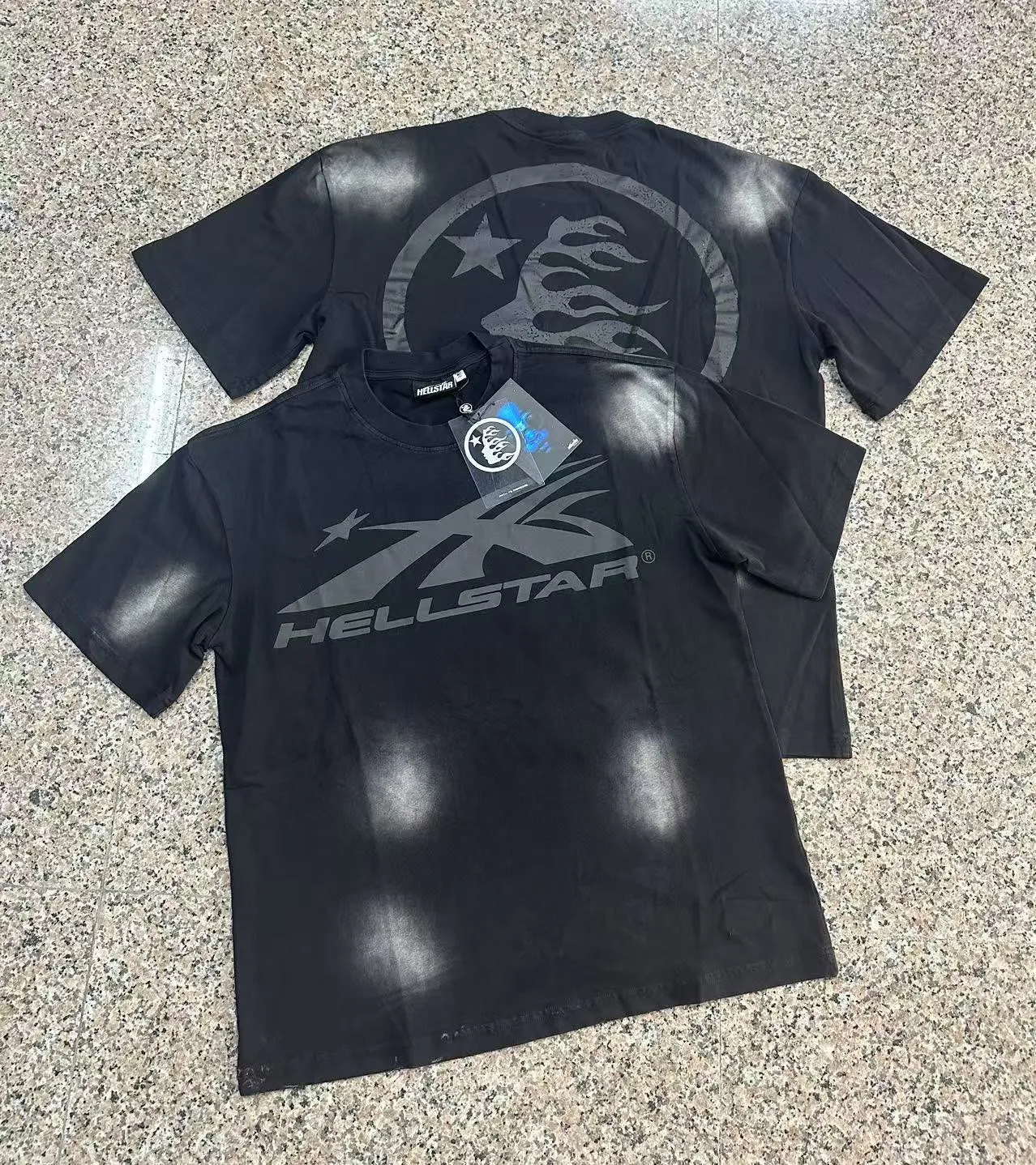 P124 Hellstar Hellstar Cross-border European and American style street fashion brand pure cotton T-shirt Fabric (fabric): 32 counts 250g washed combed double yarn pure cotton Size (size): S-M- L- X L Color (colour): Washed black (spray Ma Liu)