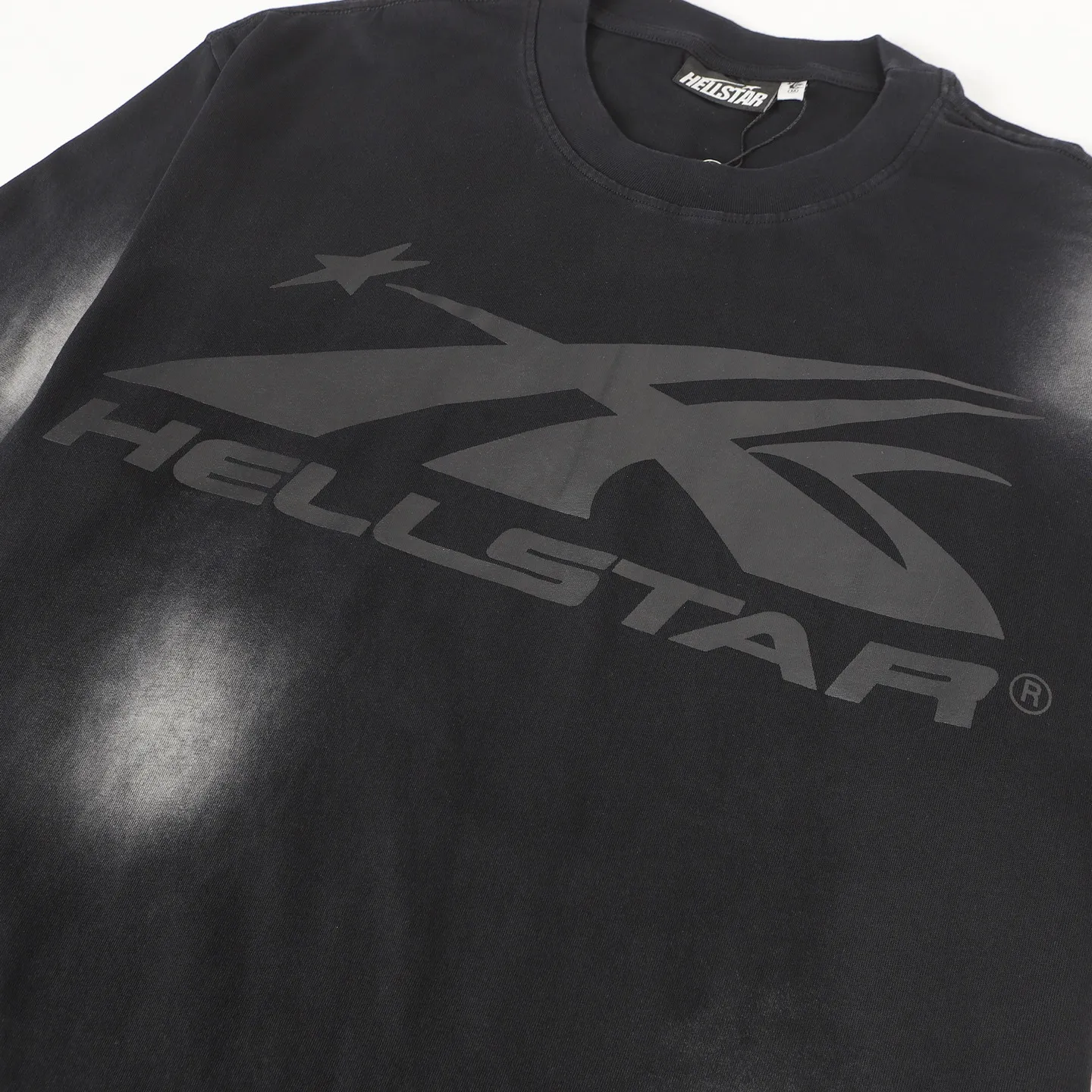 P124 Hellstar Hellstar Cross-border European and American style street fashion brand pure cotton T-shirt Fabric (fabric): 32 counts 250g washed combed double yarn pure cotton Size (size): S-M- L- X L Color (colour): Washed black (spray Ma Liu)