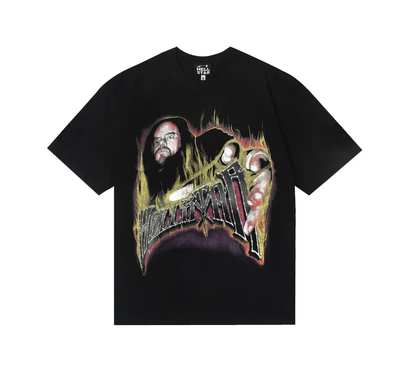 6781# P116 Hellstar American fashion high street pure cotton loose short-sleeved T-shirt Color: Black Dark Coffee Size: S M L XL