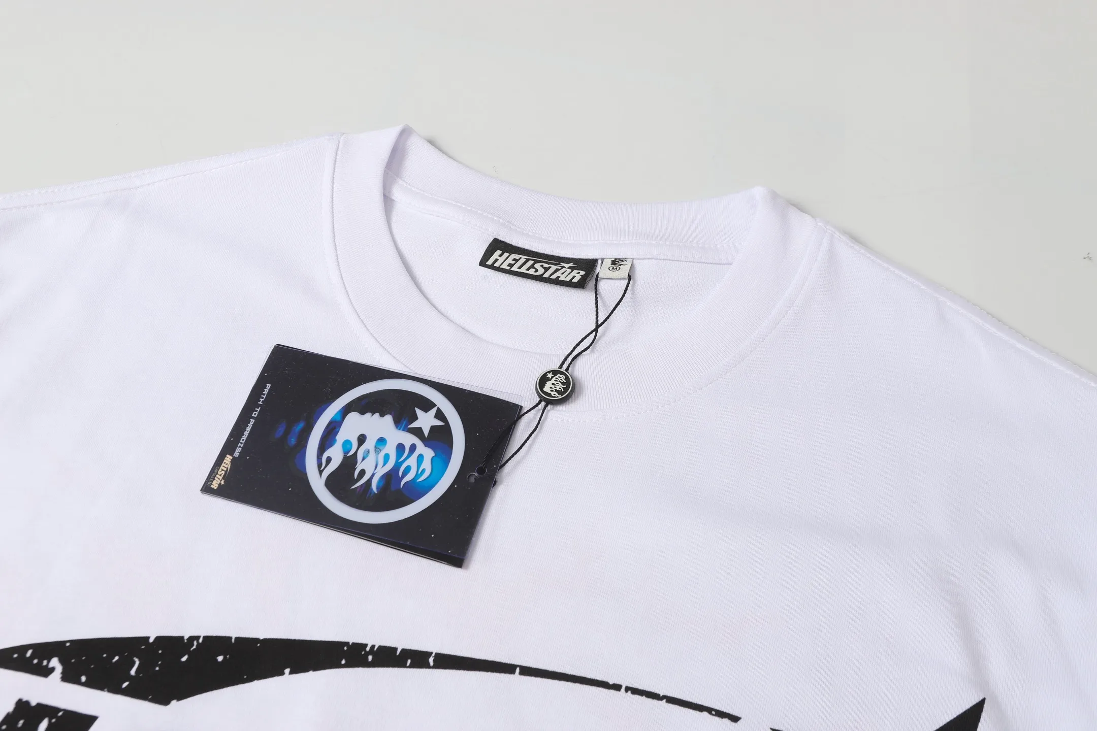 P108 Real-stock Hellstar Cross-border European and American style, street fashion brand pure cotton T-shirt Fabric (fabric): 32 pieces of 240g heavy combed double yarn pure cotton Size (size): S-M- L- X L Color (colour): white