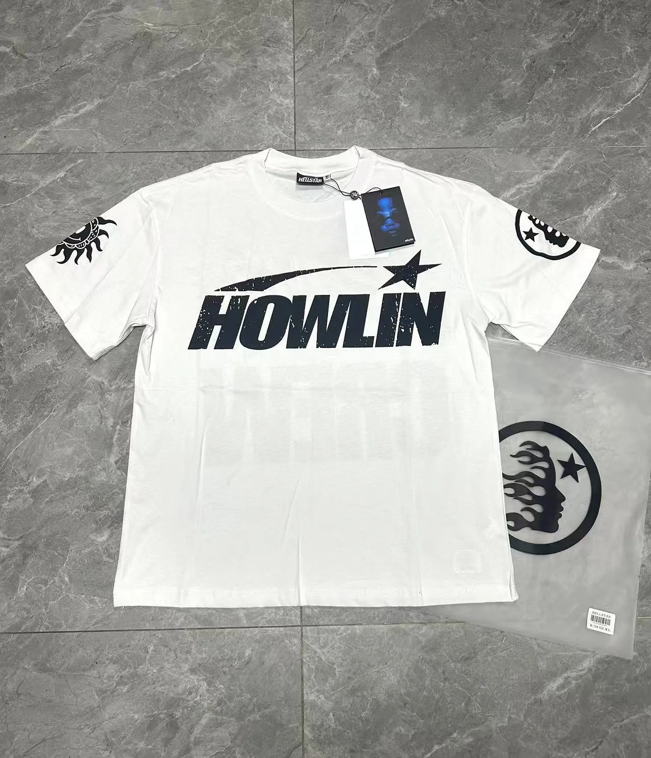 P108 Real-stock Hellstar Cross-border European and American style, street fashion brand pure cotton T-shirt Fabric (fabric): 32 pieces of 240g heavy combed double yarn pure cotton Size (size): S-M- L- X L Color (colour): white