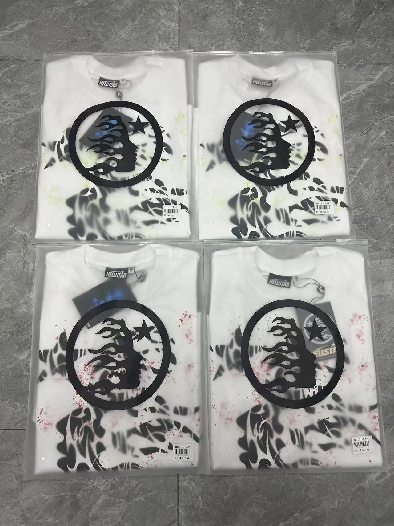 P108 Real-stock Hellstar Cross-border European and American style, street fashion brand pure cotton T-shirt Fabric (fabric): 32 pieces of 240g heavy combed double yarn pure cotton Size (size): S-M- L- X L Color (colour): white