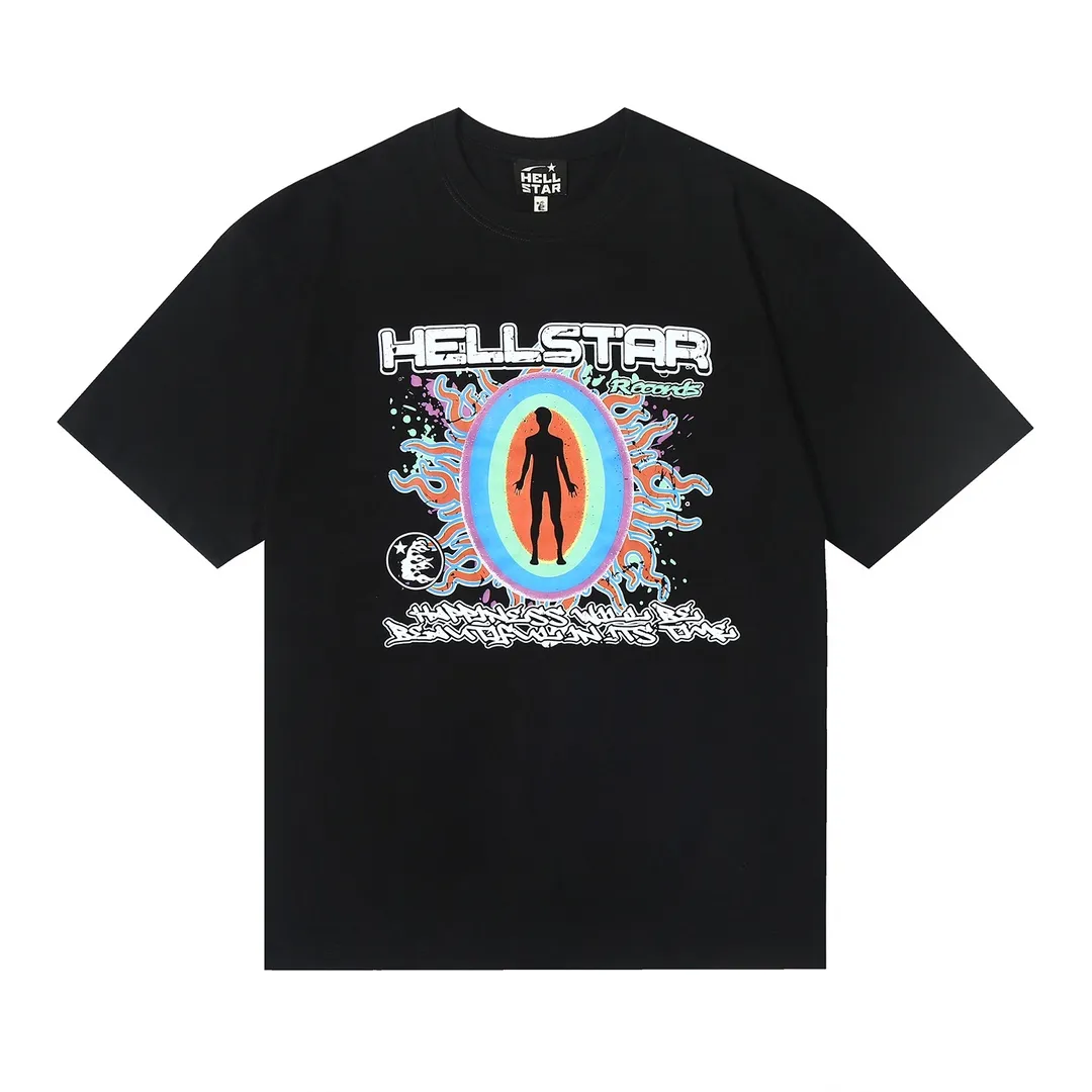 6631# P112 Hellstar American fashion high street pure cotton loose short-sleeved T-shirt Color: White Black Apricot Code Number: S M L XL