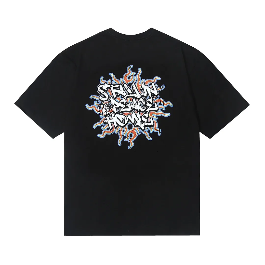 6631# P112 Hellstar American fashion high street pure cotton loose short-sleeved T-shirt Color: White Black Apricot Code Number: S M L XL