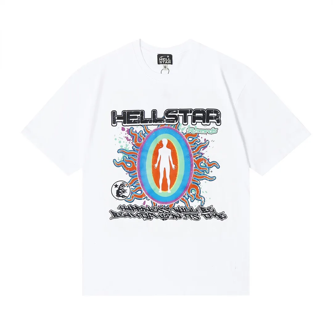 6631# P112 Hellstar American fashion high street pure cotton loose short-sleeved T-shirt Color: White Black Apricot Code Number: S M L XL