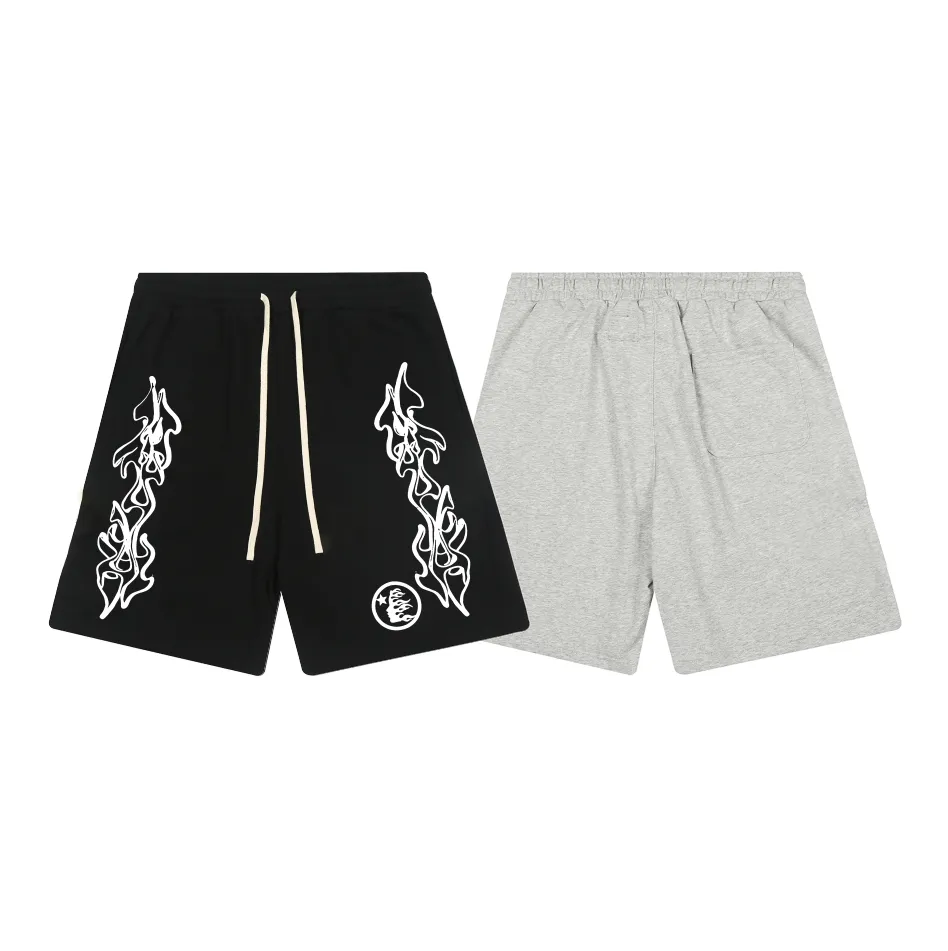 1107# P150 Hellstar pure cotton terry 350g printed casual shorts Color: black floral gray Size: S M L XL