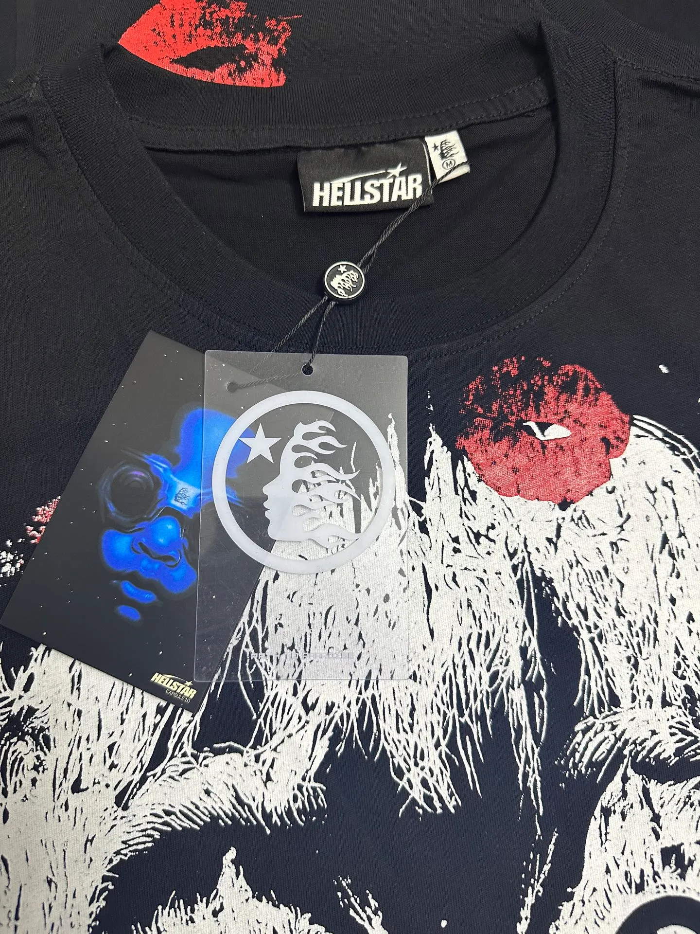 P108 780# black / white I Real stock Hellstar Cross-border European and American style, street fashion brand pure cotton T-shirt Fabric (fabric): 32 counts of 240g heavy combed double yarn pure cotton Size (size): S-M- L- X L Color (colour): white/black