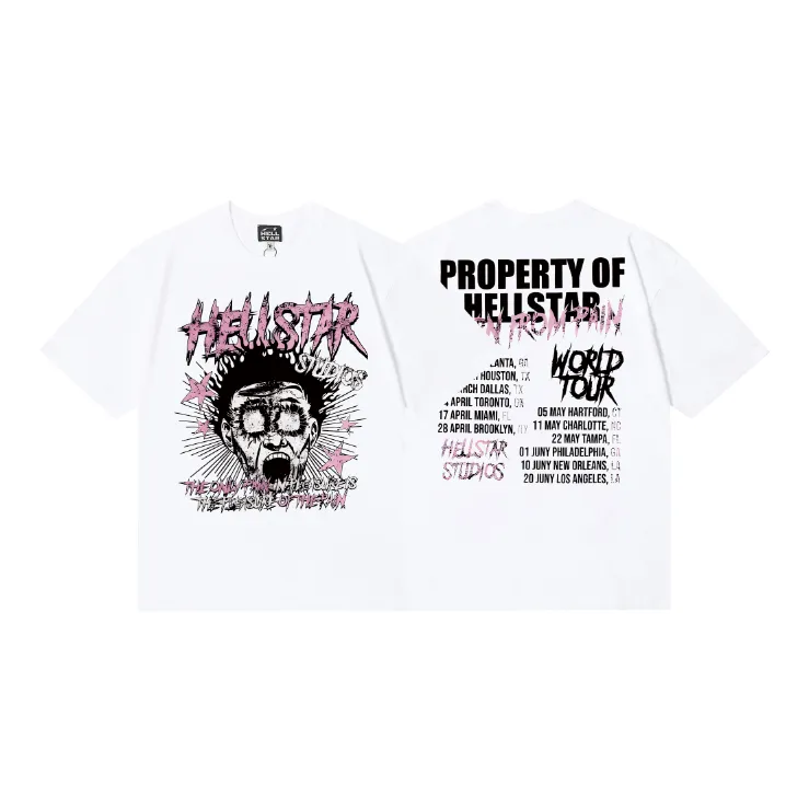 6739# P116 Hellstar American fashion high street pure cotton loose short-sleeved T-shirt Color: White Size: S M L XL