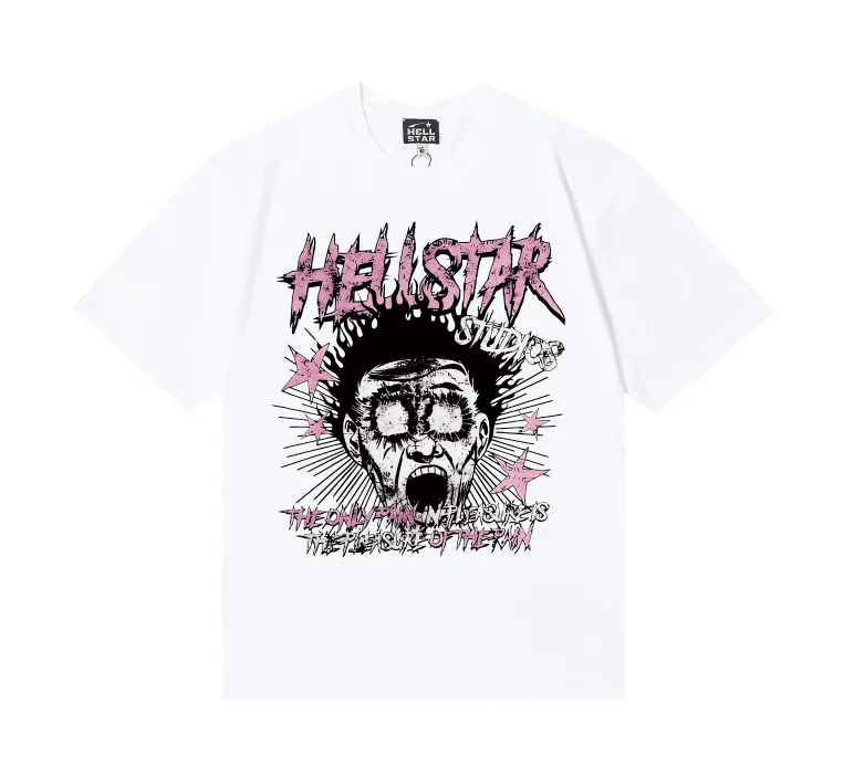 6739# P116 Hellstar American fashion high street pure cotton loose short-sleeved T-shirt Color: White Size: S M L XL