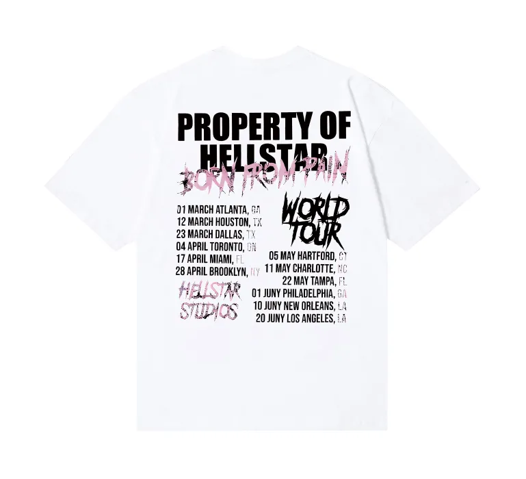 6739# P116 Hellstar American fashion high street pure cotton loose short-sleeved T-shirt Color: White Size: S M L XL