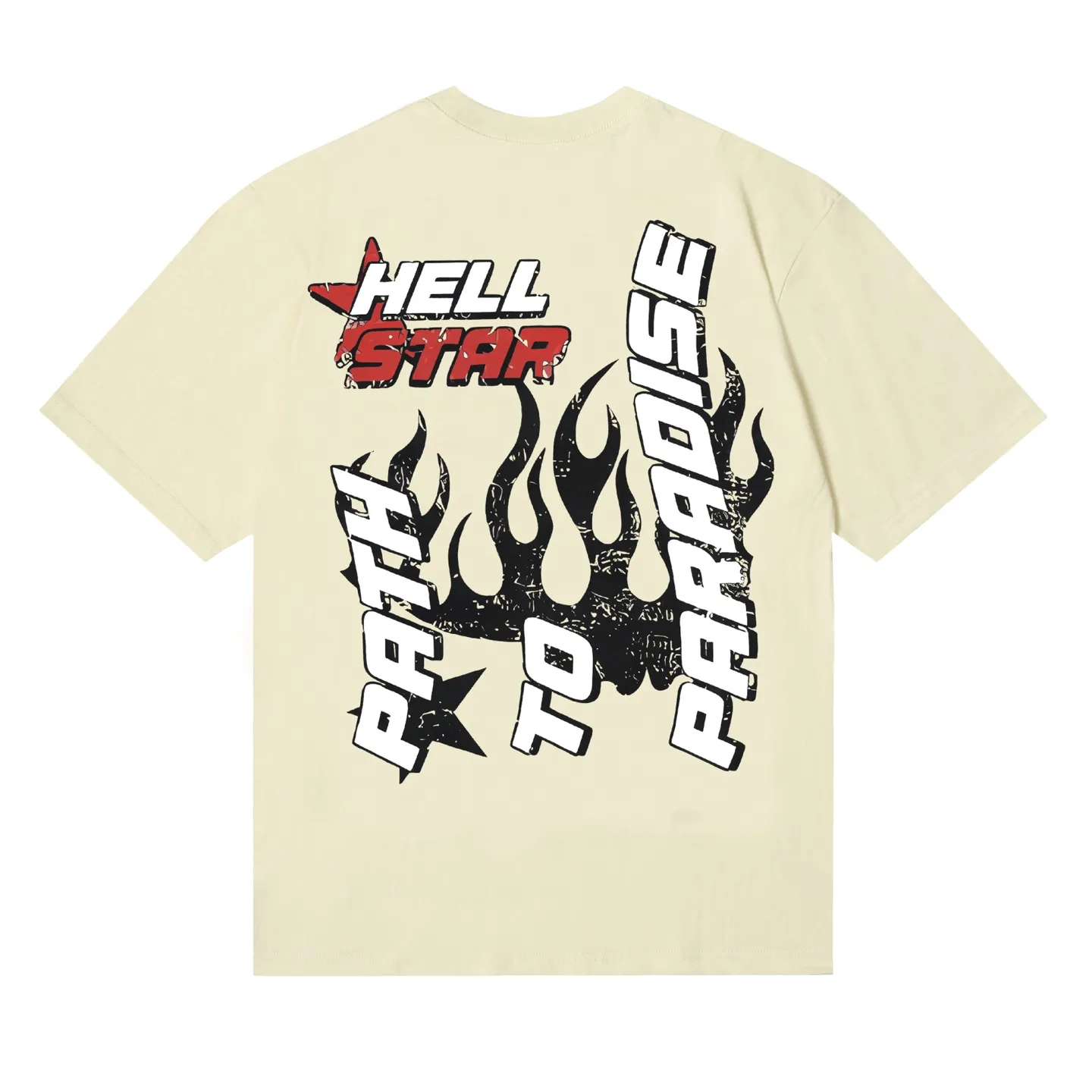 6838# P116 Hellstar American fashion high street pure cotton loose short-sleeved T-shirt Color: White Apricot Code Number: S M L XL