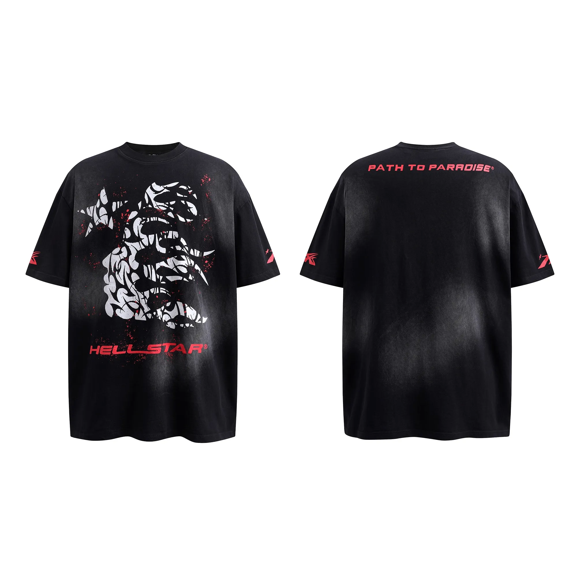 P126 HELLSTAR THORN T-SHIRT short-sleeved T-shirt, the new hot beauty trend Hellstar!  Standard beauty and trendy workmanship, original customization (fabric, pattern, printing, hang tag, main mark, etc.), exaggerated style, explosive style, dare to break through tradition, bring adventurous new fashion experience!   YoungBoy, the most popular rapper in the youth circle, has shot a lot of models for him, and celebrities such as Dababy and Swae Lee frequently get dressed!  color: black Size: S, M, L, XL