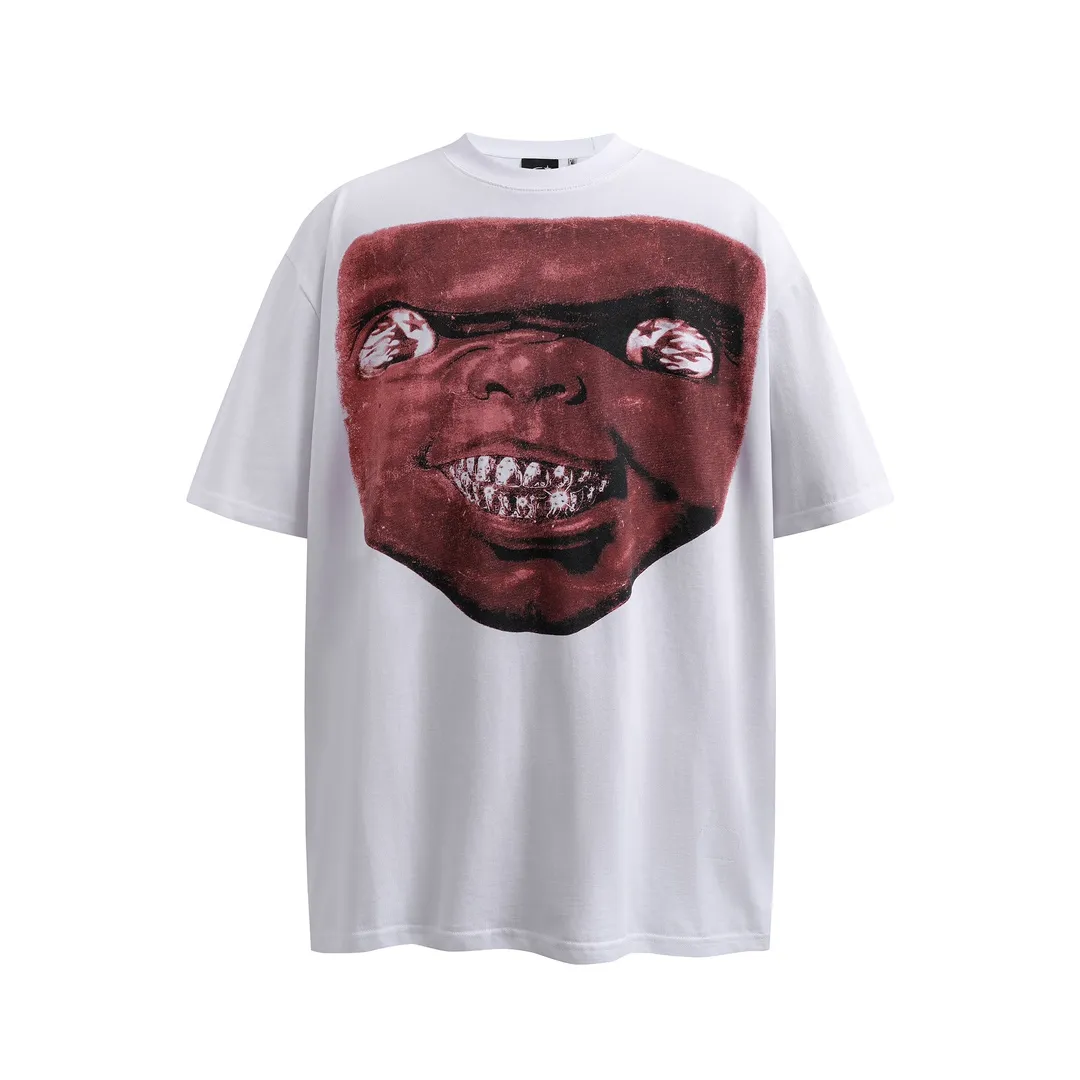 P134 HELLSTAR CHUCKY T SHIRT HALLOWEEN Washed and ripped high-quality pure cotton T-shirt short-sleeve. The new hot beauty trend Hellstar!  Standard beauty and trendy workmanship, original customization (fabric, pattern, printing, hang tag, main mark, etc.), exaggerated style, explosive style, dare to break through tradition, bring adventurous new fashion experience!   YoungBoy, the most popular rapper in the youth circle, has shot a lot of models for him, and celebrities such as Dababy and Swae Lee frequently get dressed!  color: white Size: S, M, L, XL