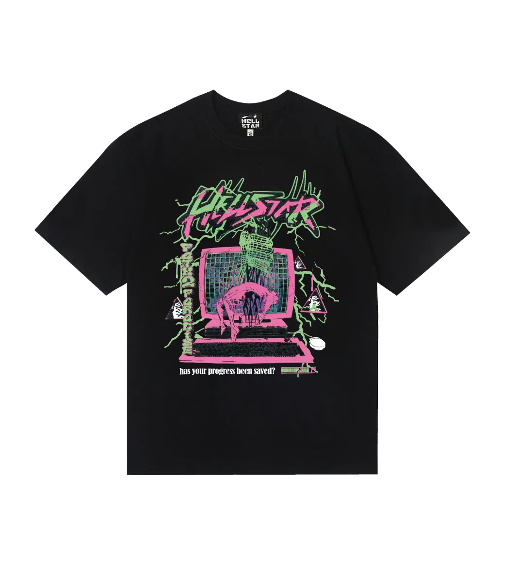 6735# P116 Hellstar American fashion high street pure cotton loose short-sleeved T-shirt Color: Black White Apricot Code Number: S M L XL