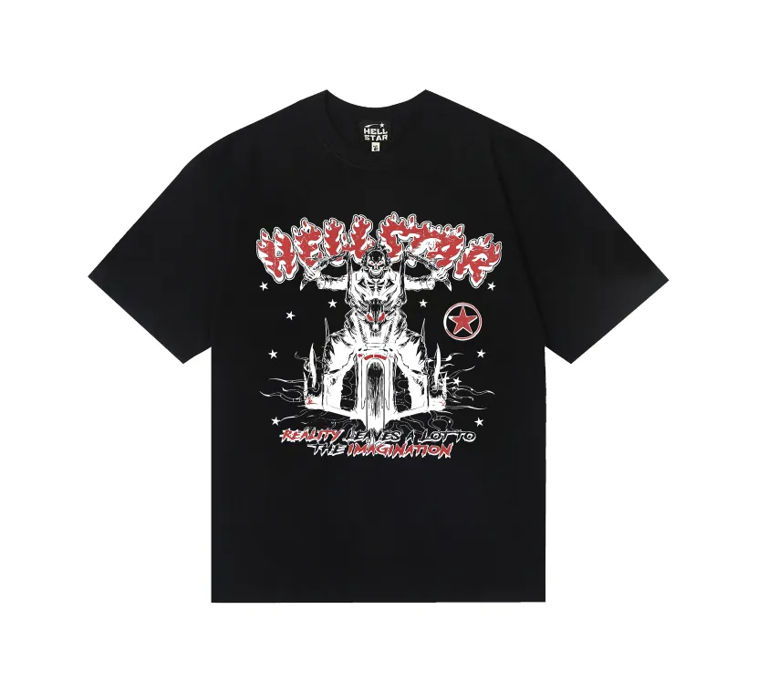 6768# P116 Hellstar American fashion high street pure cotton loose short-sleeved T-shirt Color: White Apricot Black Size: S M L XL