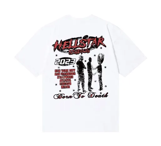 6768# P116 Hellstar American fashion high street pure cotton loose short-sleeved T-shirt Color: White Apricot Black Size: S M L XL
