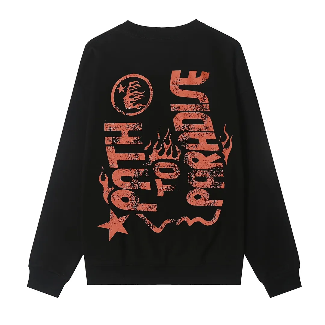 8812# P160 Hellstar high-quality Hellstar American trendy printed cotton terry crew neck sweatshirt Color: White Black Size: S M L XL