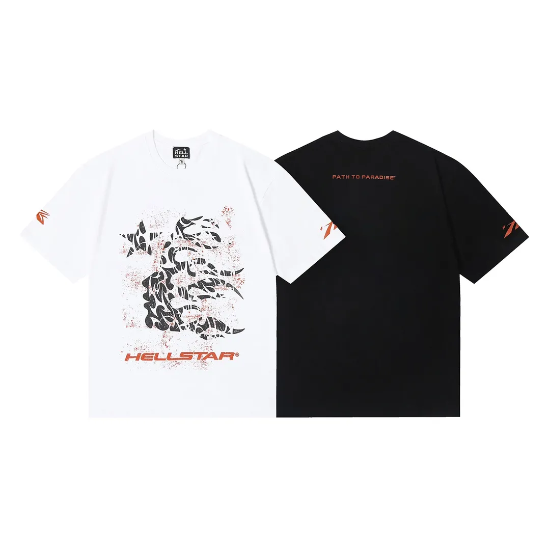 6649# P112 Hellstar American fashion high street pure cotton loose short-sleeved T-shirt Color: White Black Size: S M L XL