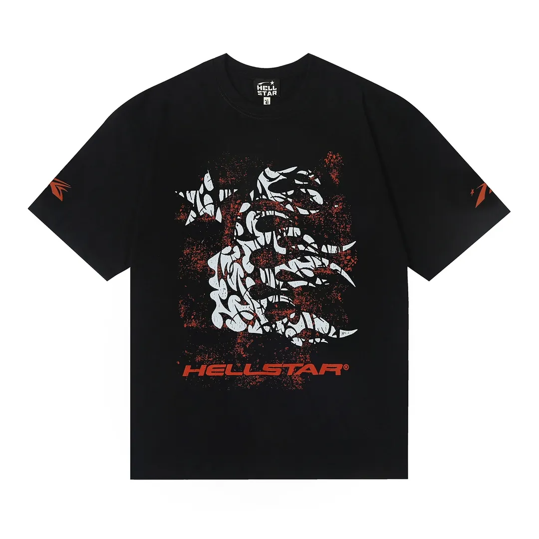 6649# P112 Hellstar American fashion high street pure cotton loose short-sleeved T-shirt Color: White Black Size: S M L XL