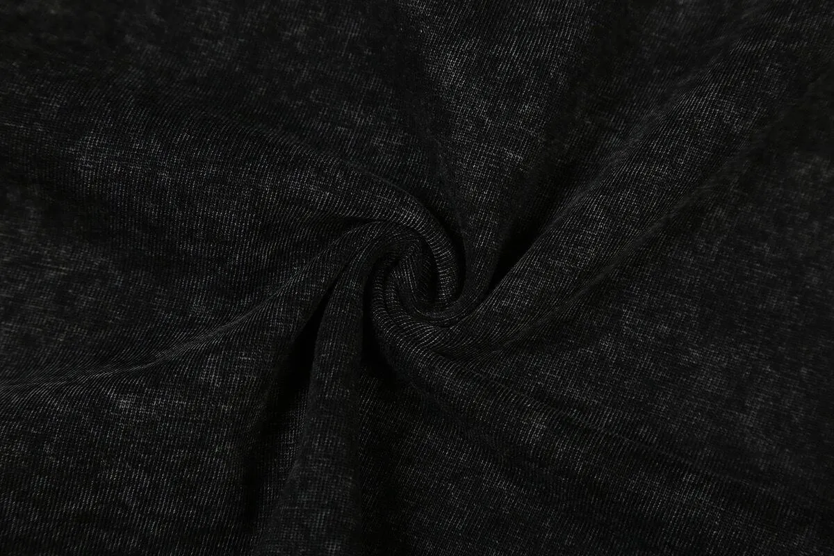 7743# P124 Washed Hellstar Hellstar ins same style retro printed tops for men and women, casual and trendy pure cotton washed short-sleeved T-shirt Color: Black Size: S M L XL