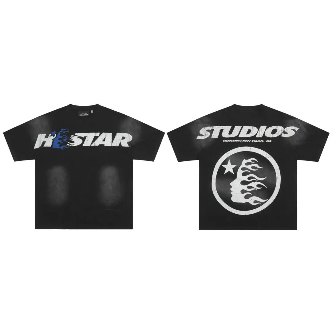 P126 HELLSTAR STUDIOS CARTOON LOGO T-SHIRT High-quality short-sleeved T-shirt, the new hot beauty trend Hellstar!  Standard beauty and trendy workmanship, original customization (fabric, pattern, printing, hang tag, main mark, etc.), exaggerated style, explosive style, dare to break through tradition, bring adventurous new fashion experience!   YoungBoy, the most popular rapper in the youth circle, has shot a lot of models for him, and celebrities such as Dababy and Swae Lee frequently get dressed!  color: black Size: S, M, L, XL
