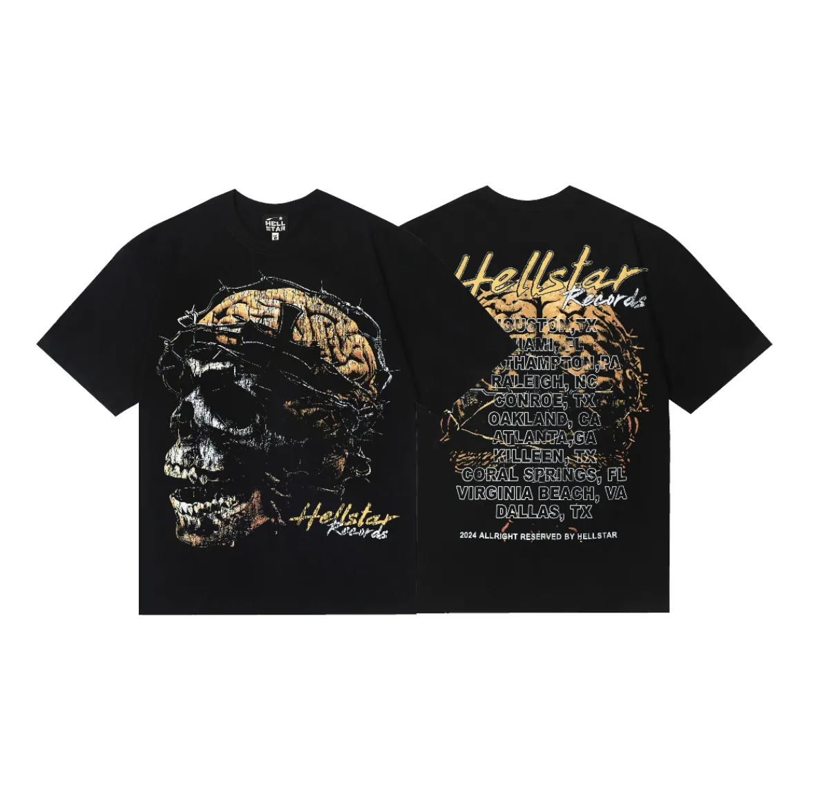 6829# P116 Hellstar American fashion high street pure cotton loose short-sleeved T-shirt Color: Black Size: S M L XL