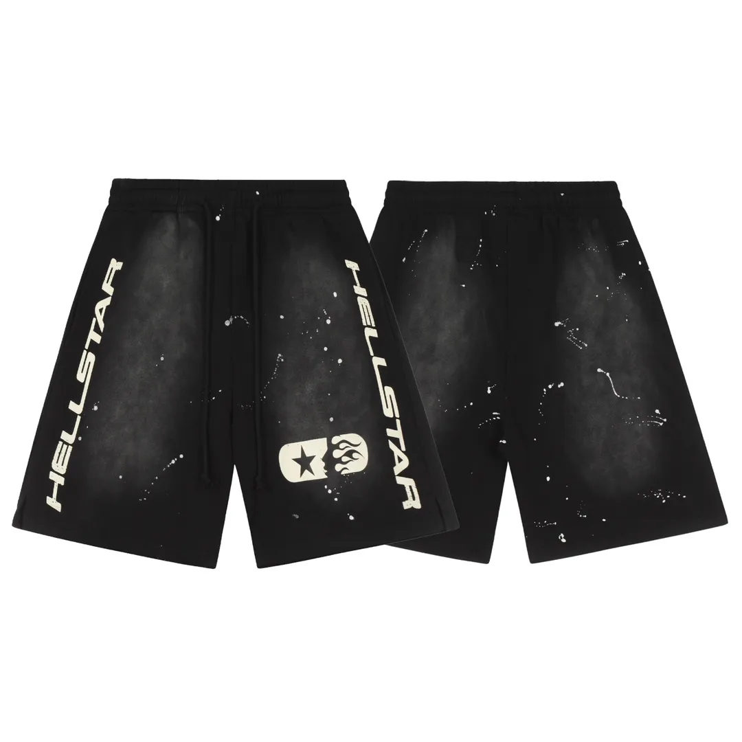 P150 HELLSTAR STUDIOS SHORTS High-quality spray-on pure cotton shorts with splashes of ink. The new hot beauty trend Hellstar!  Standard beauty and trendy workmanship, original customization (fabric, pattern, printing, hang tag, main mark, etc.), exaggerated style, explosive style, dare to break through tradition, bring adventurous new fashion experience!   YoungBoy, the most popular rapper in the youth circle, has shot a lot of models for him, and celebrities such as Dababy and Swae Lee frequently get dressed!  color: BLACK Size: S, M, L, XL
