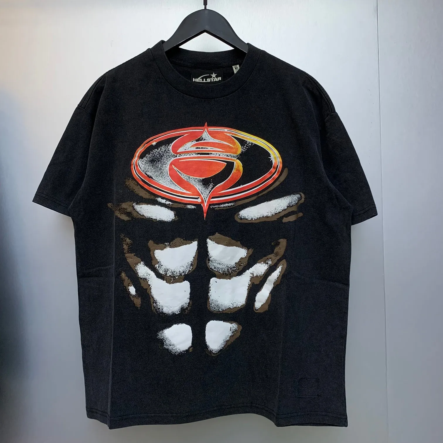 P126 Custom Cut and sew garment in Los Angeles. Dyed and potassium sprayed with jumbo screen print. Fits slightly oversized. Gentle wash tumble dry. Dry clean preferred Newly popular Hellstar short-sleeved T-shirt!  Standard beauty and trendy workmanship, original customization (fabric, pattern, printing, hang tag, main mark, etc.), exaggerated style, explosive style, dare to break through tradition, bring adventurous new fashion experience!  YoungBoy, the most popular rapper in the youth circle, has shot a lot of models for him, and celebrities such as Dababy and Swae Lee frequently get dressed!  color: Vintage Black (washed black)
