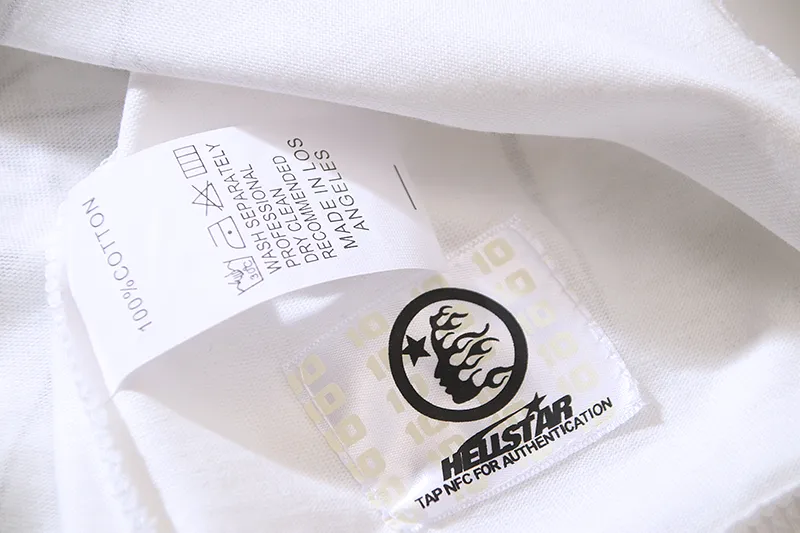 P110 5610# Real shot Hellstar Meichao high street pure cotton loose short-sleeved T-shirt Fabric: 240g 32 count fine cotton double yarn pure cotton Color: White Size: S M L XL