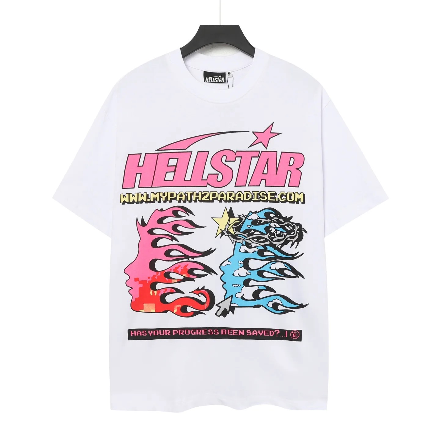 P108 Real-stock Hellstar Cross-border European and American style street brand pure cotton T-shirt Fabric (fabric): 32 counts of 240g heavy combed double yarn pure cotton Size (size): S-M- L- X L Color (colour): white