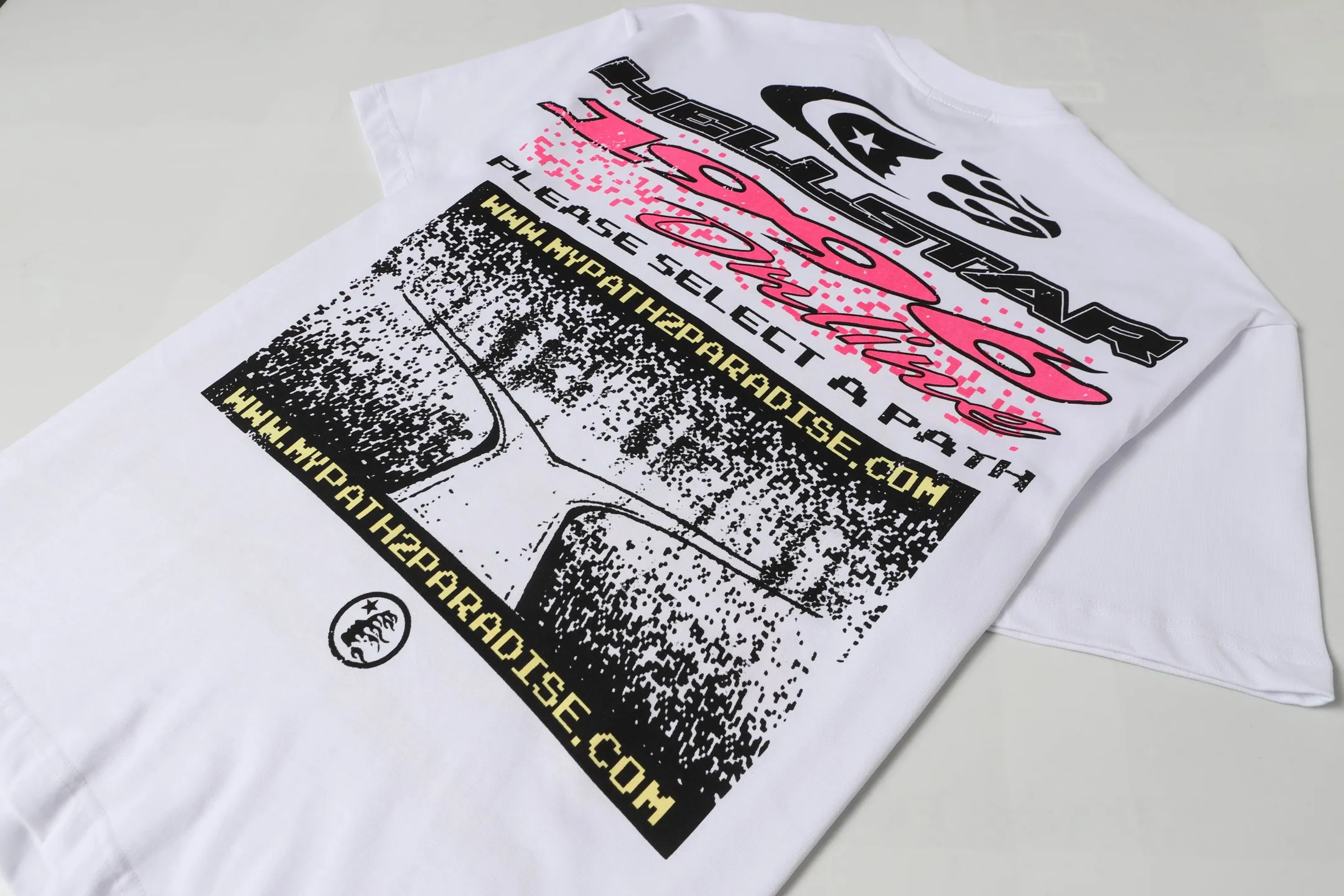 P108 Real-stock Hellstar Cross-border European and American style street brand pure cotton T-shirt Fabric (fabric): 32 counts of 240g heavy combed double yarn pure cotton Size (size): S-M- L- X L Color (colour): white