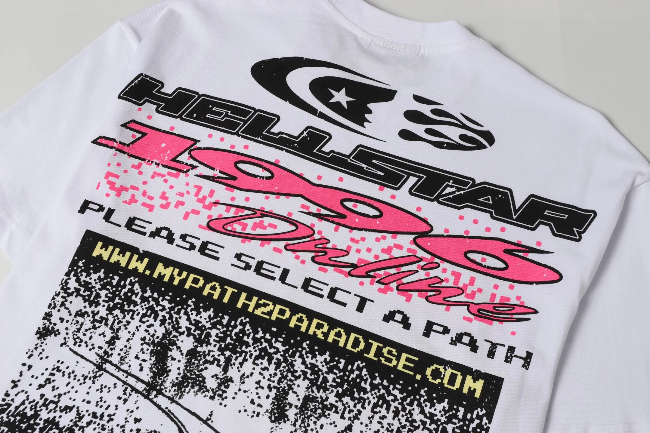 P108 Real-stock Hellstar Cross-border European and American style street brand pure cotton T-shirt Fabric (fabric): 32 counts of 240g heavy combed double yarn pure cotton Size (size): S-M- L- X L Color (colour): white