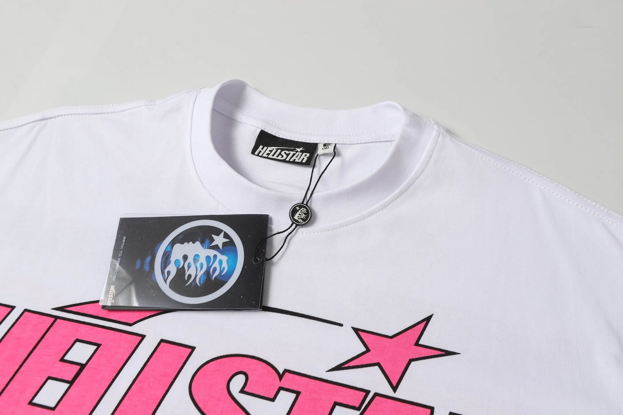 P108 Real-stock Hellstar Cross-border European and American style street brand pure cotton T-shirt Fabric (fabric): 32 counts of 240g heavy combed double yarn pure cotton Size (size): S-M- L- X L Color (colour): white